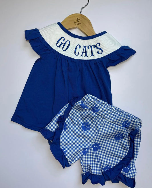 Go cats girls ruffle short set