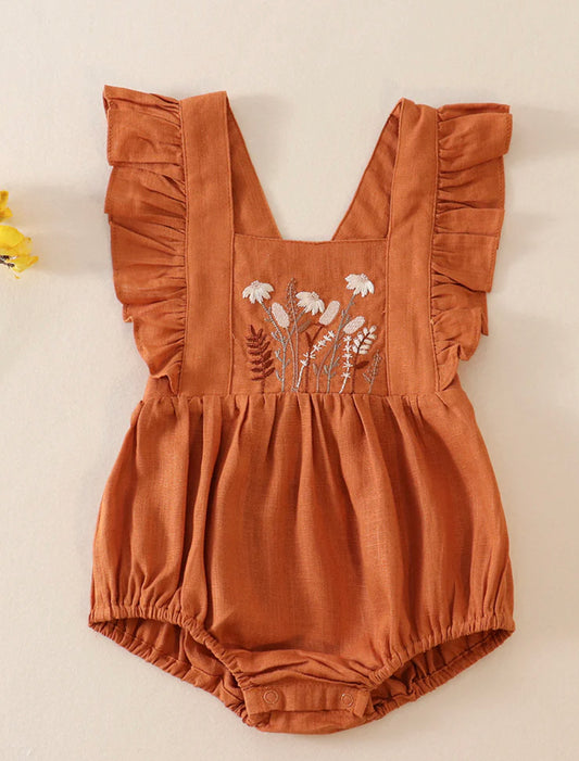 Carmel linen floral girls bubble