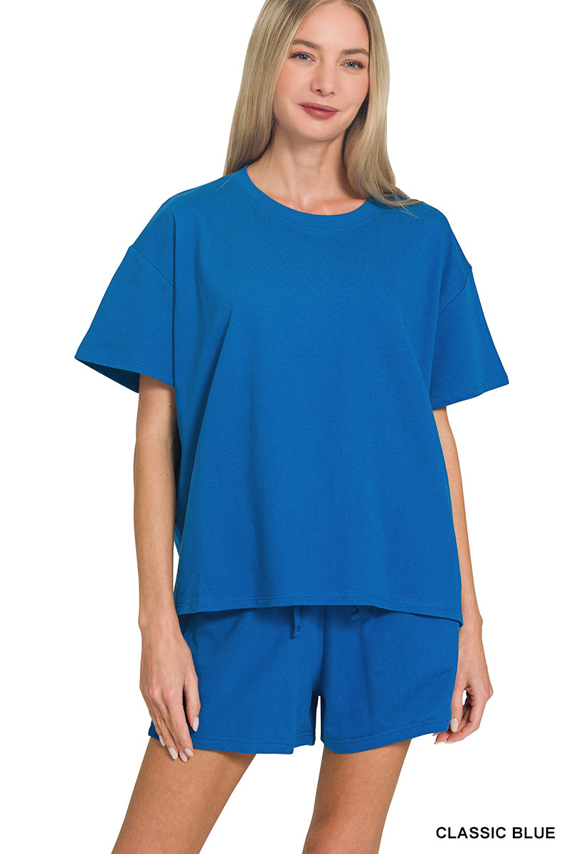 Solid classic blue short set