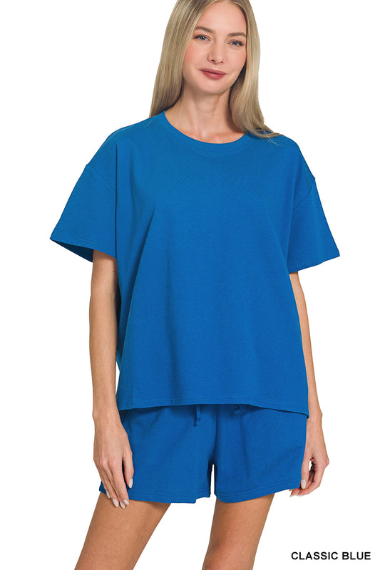 Solid classic blue short set