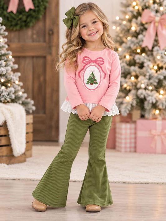 Pink Christmas tree bow set