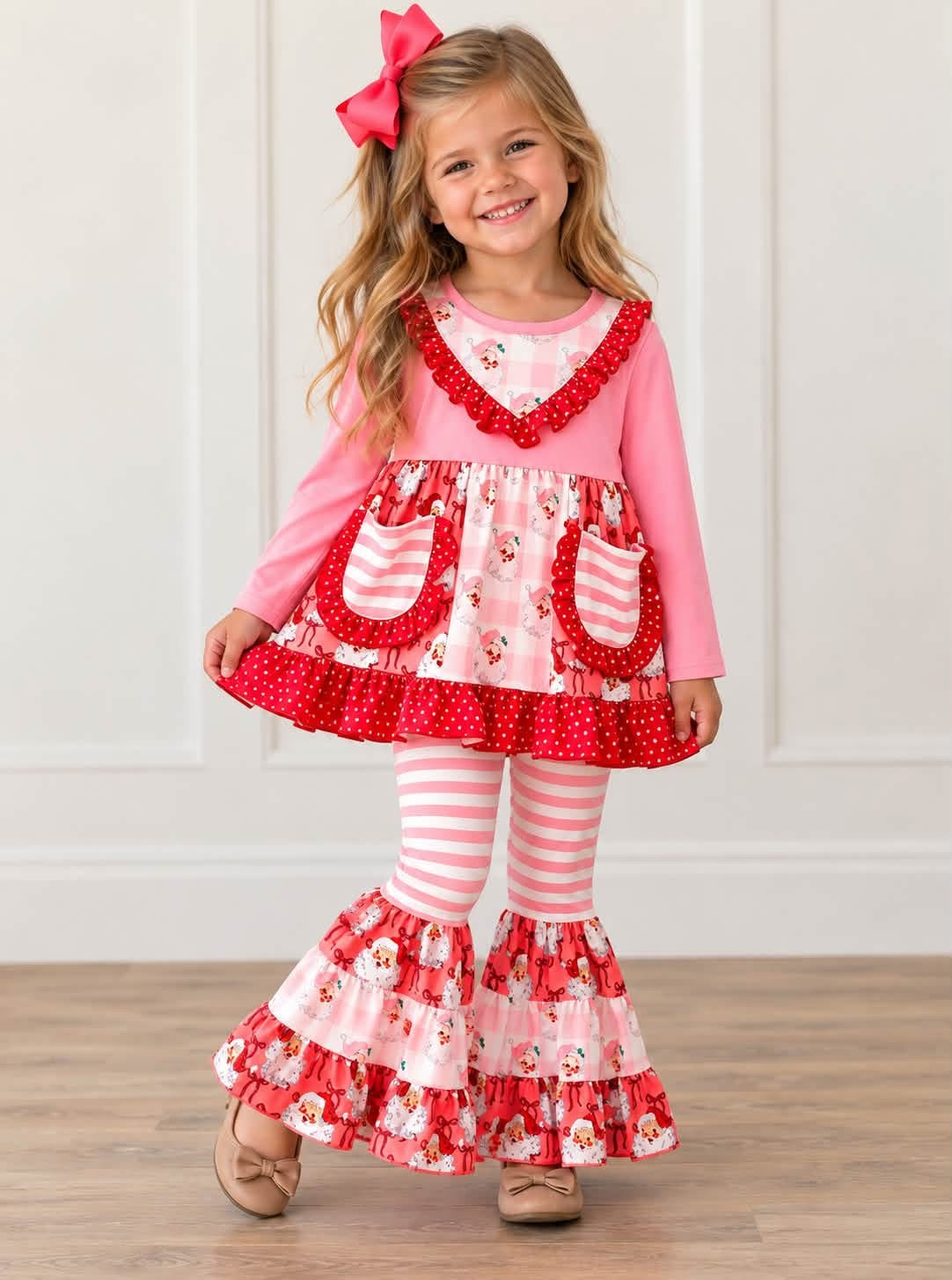 Pink Santa bell set