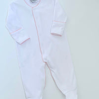 Picot trim footie- pink or blue with hat