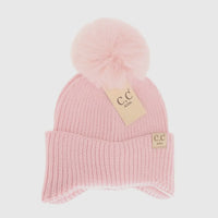 Kids Pom beanie with ear flaps