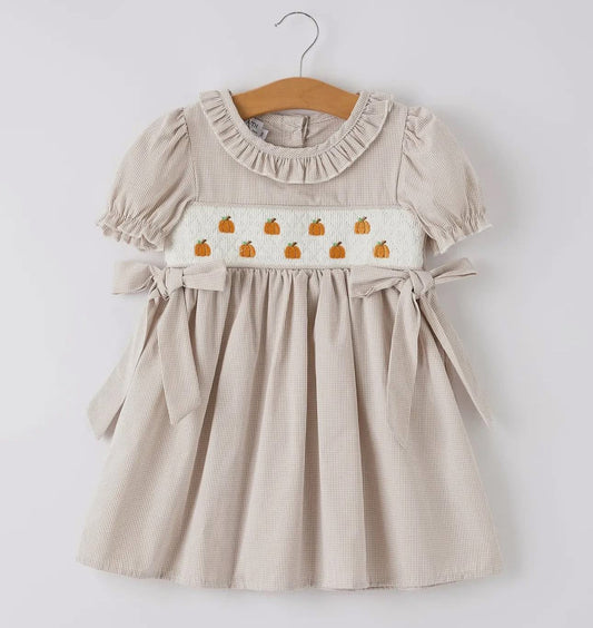 Pumpkin smocked dress