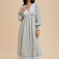 Mixed panel print maxi dress