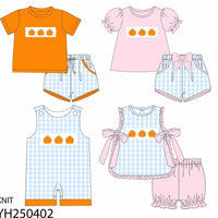 Gingham pumpkin set with bow ties