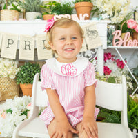 Pink & White Striped Gingham Ruffle Bubble