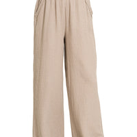 Gauze Wide-Leg Pants - ash Mocha