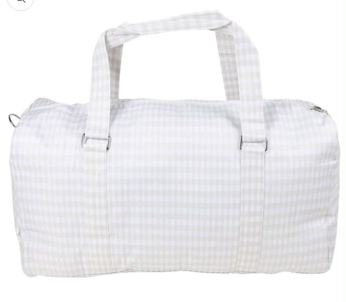 Khaki gingham duffle bag