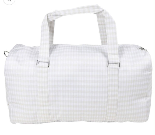 Khaki gingham duffle bag