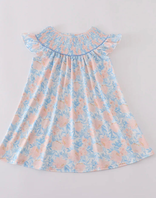 Blue Bloom smocked dress