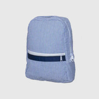 Navy seersucker toddler backpack- includes name/monogram
