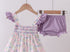 Purple smocked floral bloomer set
