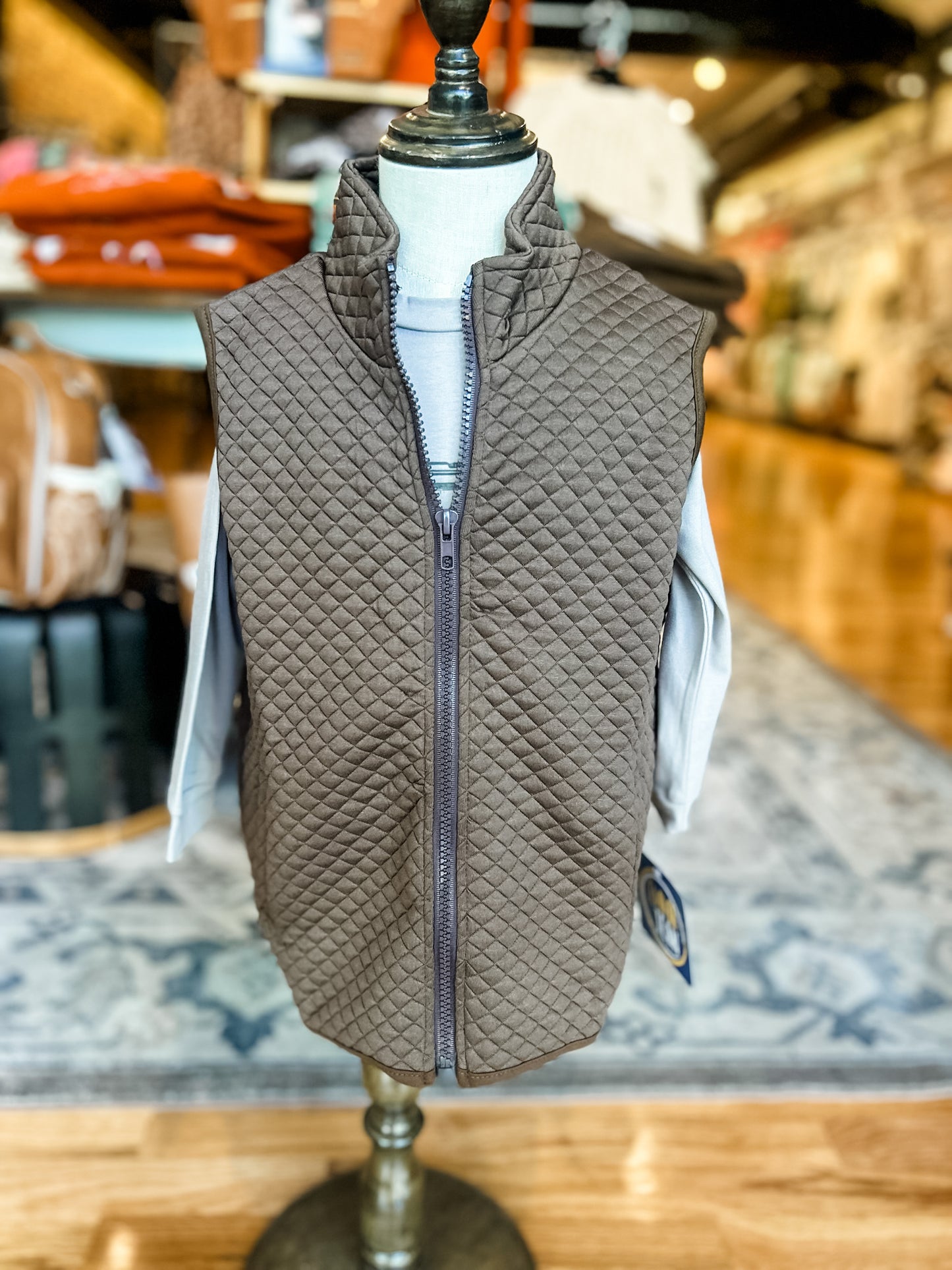 Brown quilted vest