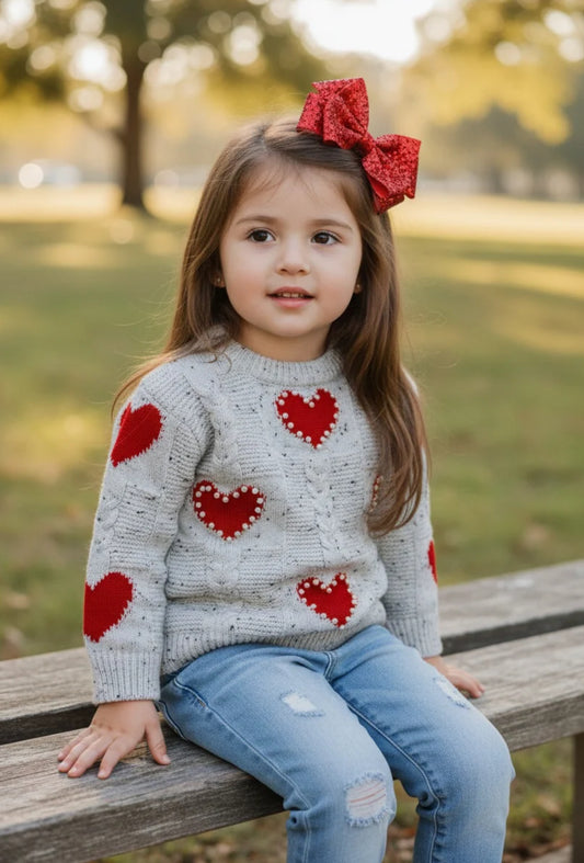 Pearl snapped heart sweater