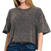 Acid crinkle wash tee - black