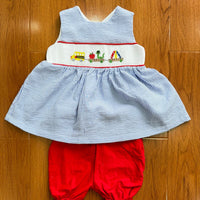 Smocked back to school girls short set
