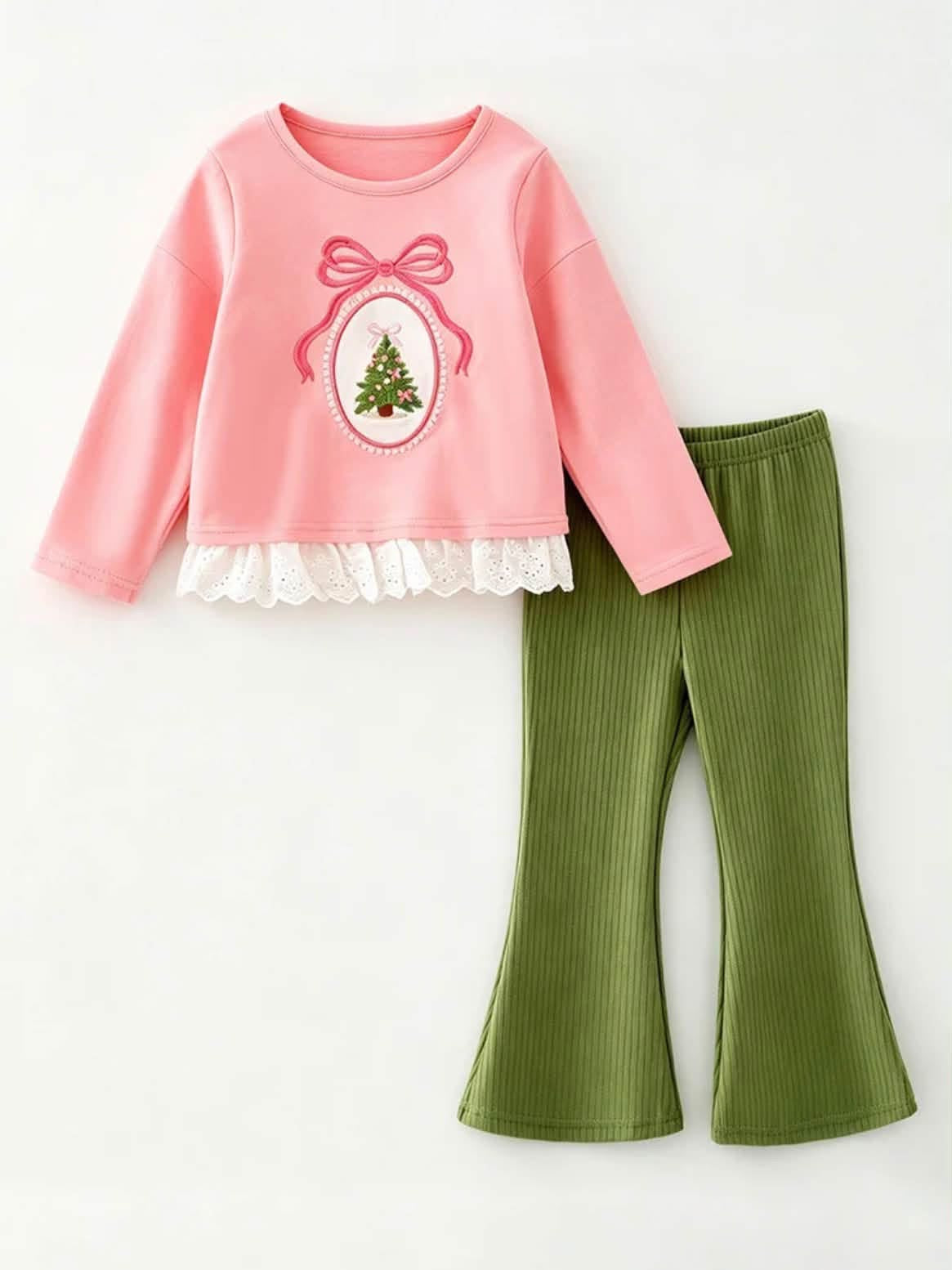 Pink Christmas tree bow set