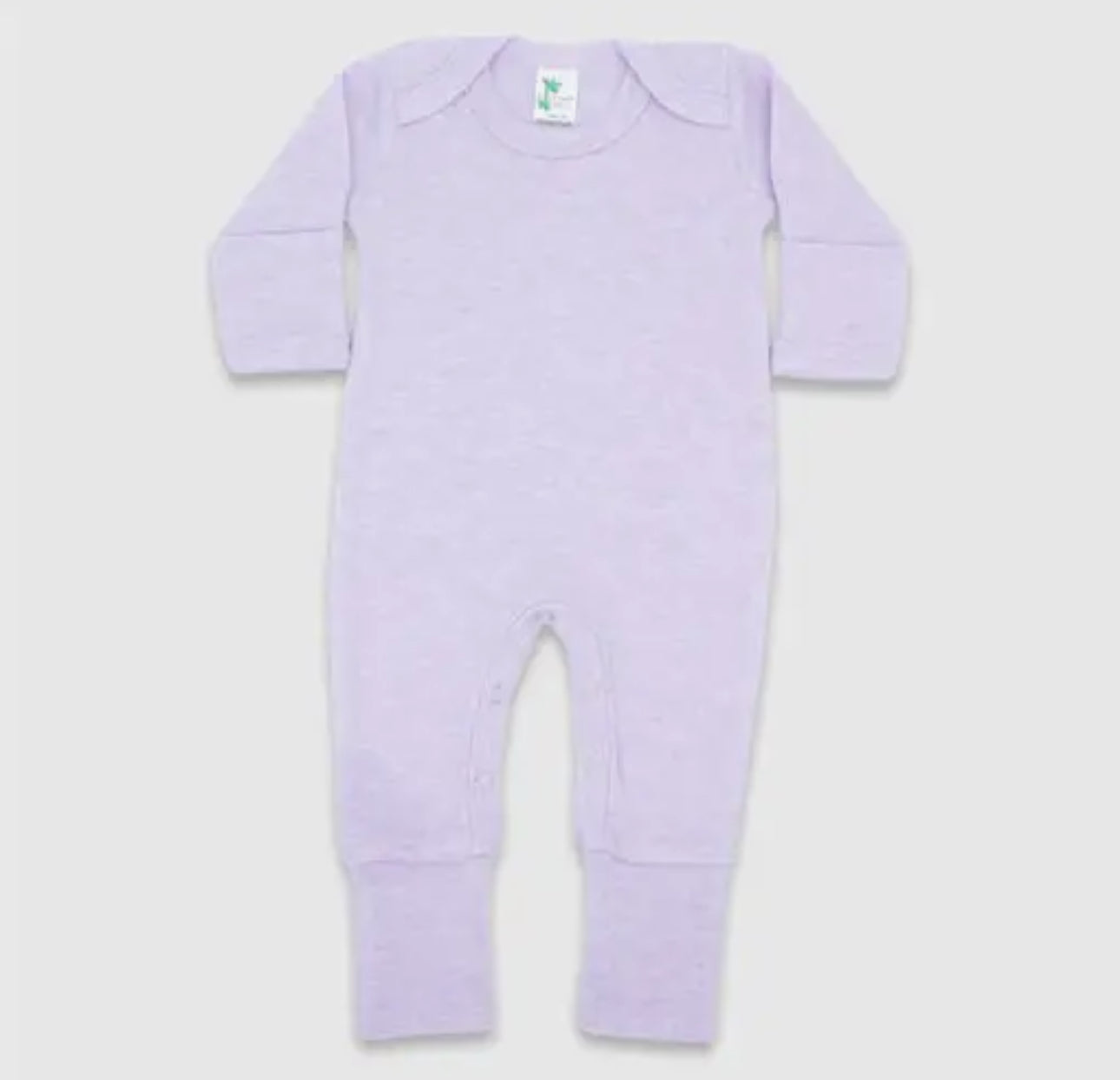 Lilac baby romper with fold over hands & feet - INCLUDES EMBROIDERY NAME/MONOGRAM