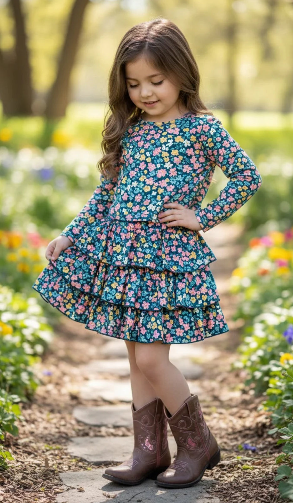 Floral printed top & skort