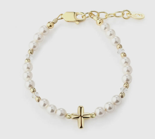 14K gold plated cross bracelet