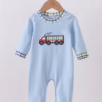 Blue truck appliqué romper