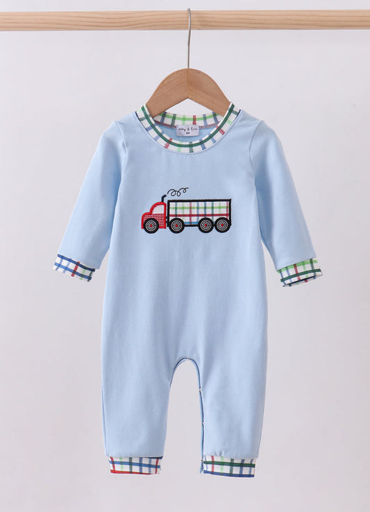 Blue truck appliqué romper