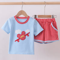 Blue plaid short set