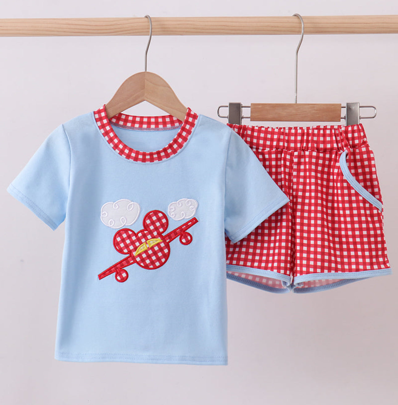 Blue plaid short set