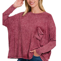 Ribbed long sleeve tee - Cabernet