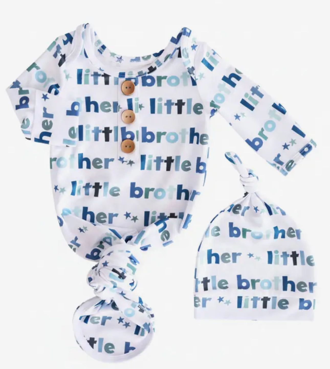 Little brother knot gown + hat set bamboo