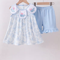 Blue whale ruffle short set