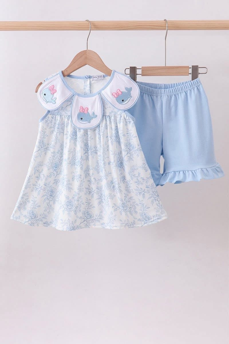 Blue whale ruffle short set