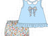 Blue floral bow bloomer set