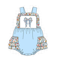 Blue floral ruffle bow bubble