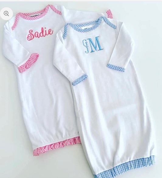 Gingham baby gown-embroider for $6