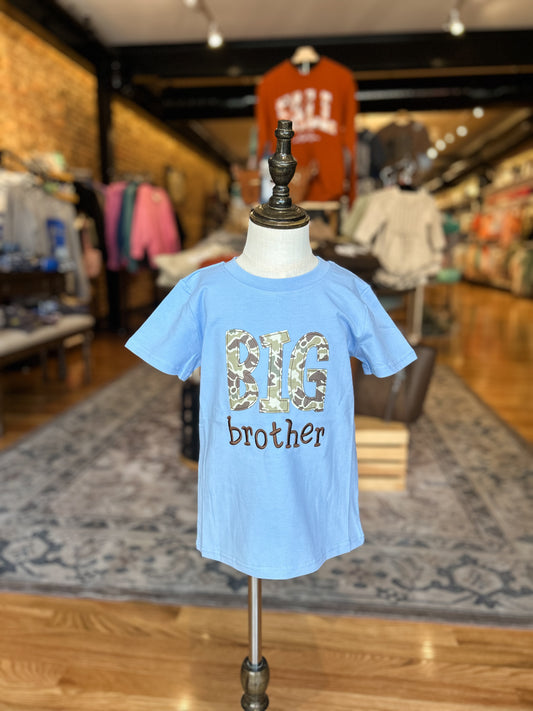 Blue camo big brother applique tee