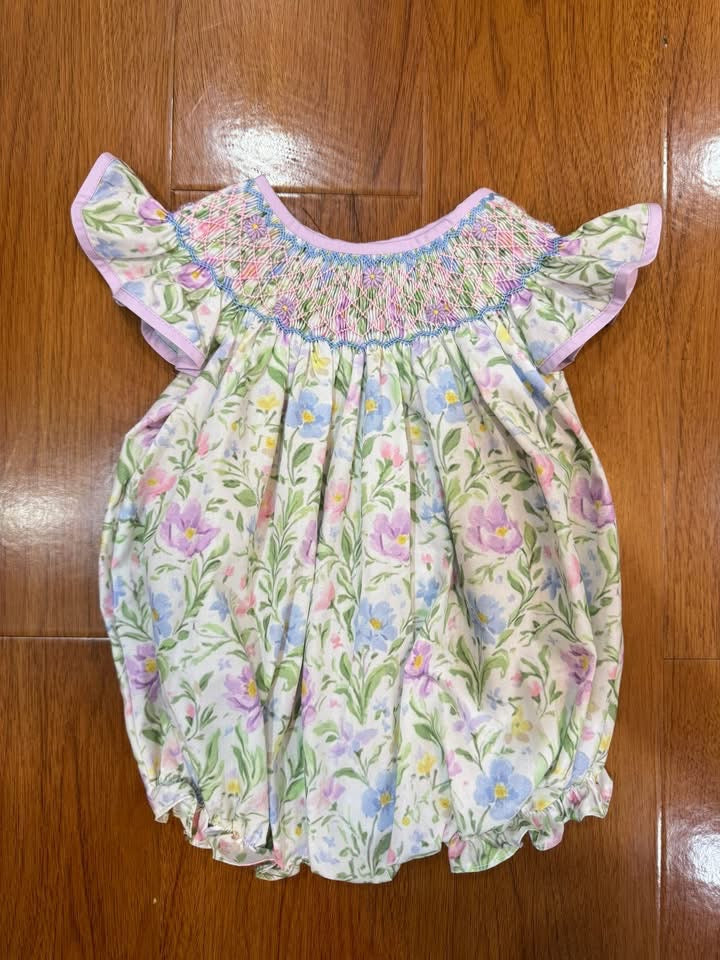 Floral smocked sibling