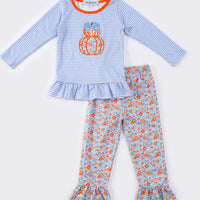 Striped floral pumpkin girls set