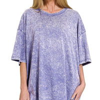 Acid wash boyfriend tee - purple