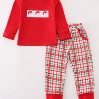 Red Santa plaid jogger set