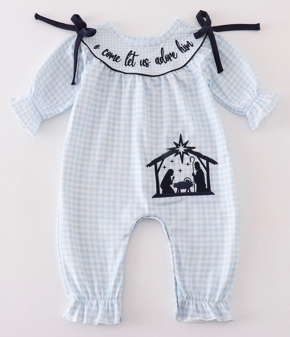 Nativity embroidered girls romper