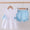 Blue bow ruffle bloomer set
