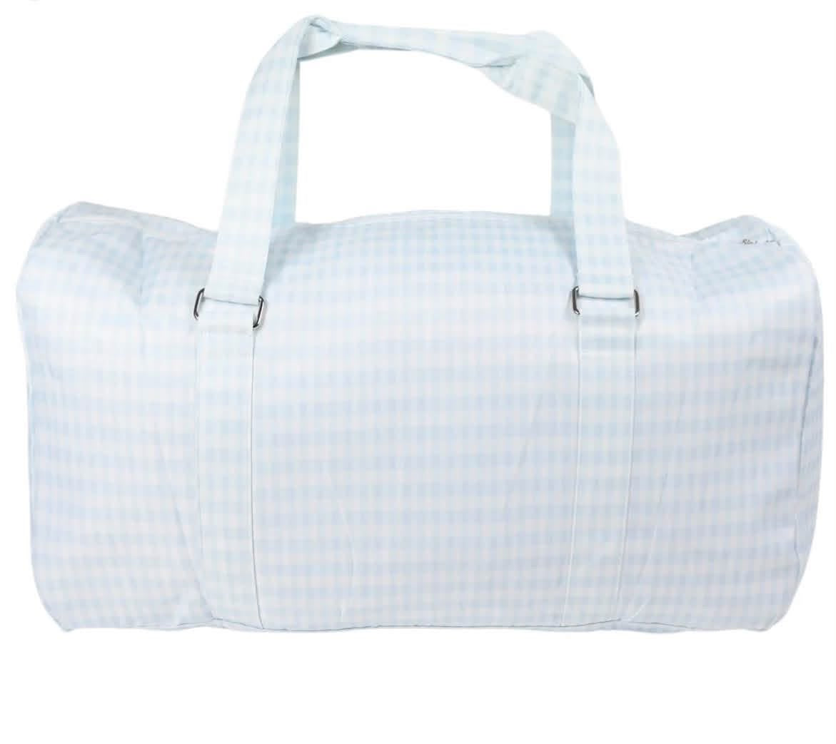 Light blue gingham duffle bag