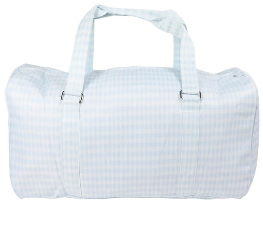 Light blue gingham duffle bag