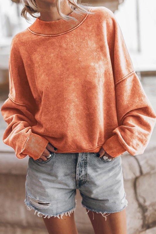 Orange acid wash sweatshirt - M