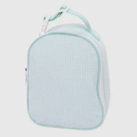 Mint seersucker lunch bag- includes name/monogram