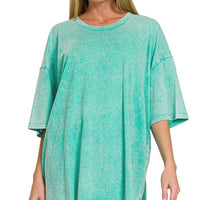 Acid wash boyfriend tee - turquoise