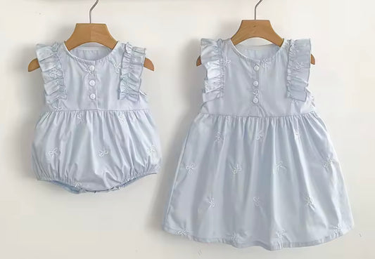 Dainty bow linen dress